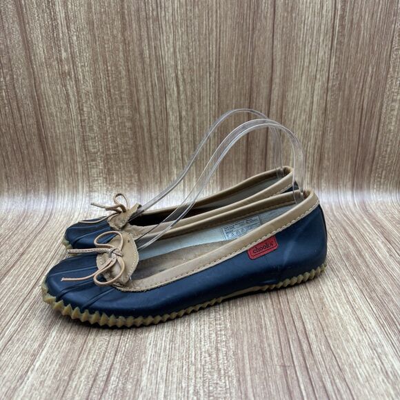 CHOOKA Women's size 7 Black Duck Skimmer Rubber Boat Rain Slip on Shoes - Picture 3 of 8